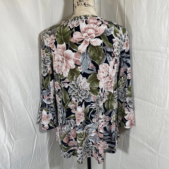 C Est. 1946 Stretch Square Neck Flower Print Casual Long Sleeve Blouse Sz M - Picture 3 of 8